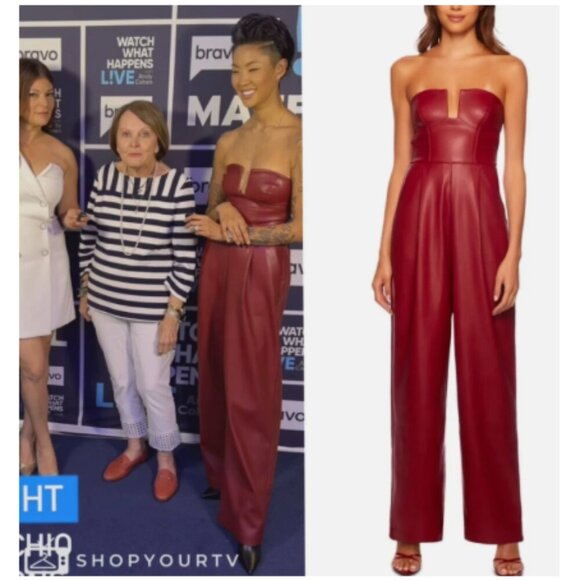 Susana Monaco Bandeau Cutout Faux Leather Jumpsuit Size Large NWT RT$278 - Picture 1 of 16